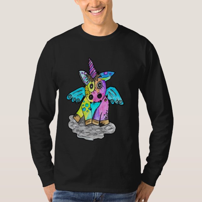 Camiseta Linda Rainbow Crazy Rock Unicorn (Frente)