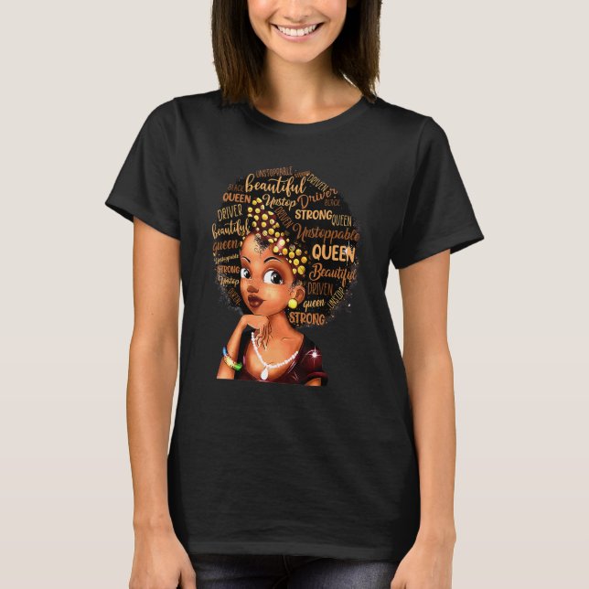 Camiseta Linda Rainha Melanina Negra Implacável (Frente)