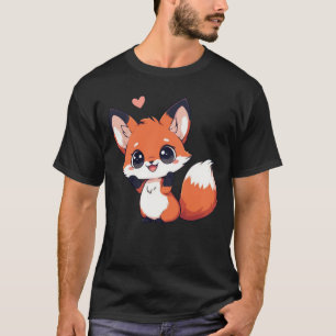 Camiseta Linda Raposa Chibi Kawaii com Coração
