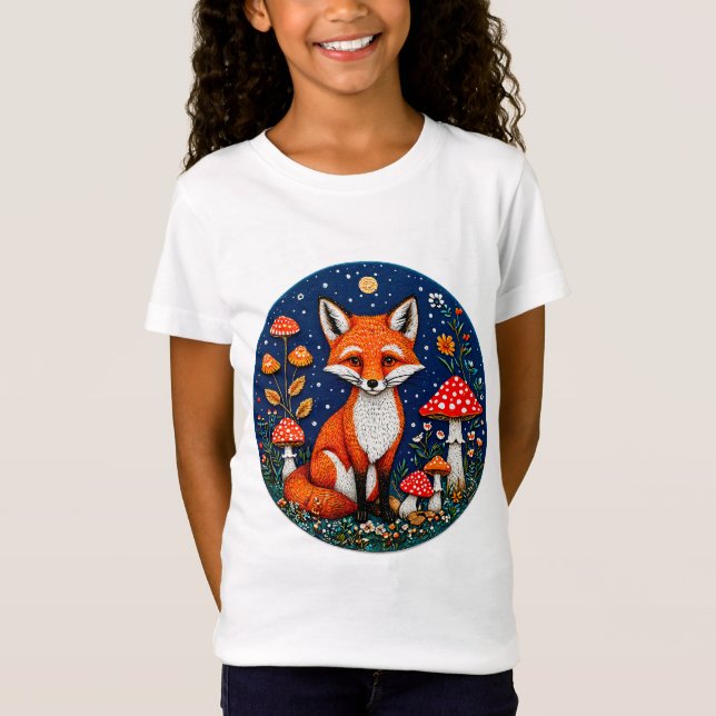 Camiseta Linda raposa de desenho animado (Frente)