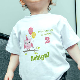 Camiseta Linda Rosa Festa de Coruja Quem Está Fazendo 2 Ani