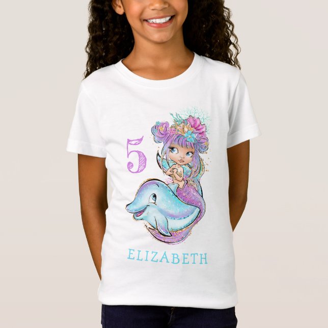 Camiseta Linda Sereia de Aniversário (Frente)