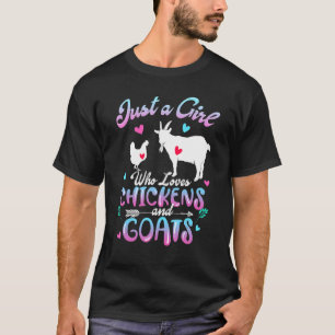 Camiseta Linda Só Uma Garota Que Ama Galinhas Cabras Fazend