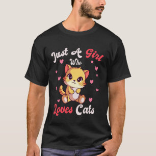 Camiseta Linda Só Uma Garota Que Ama Gatos Gatinhos Amantes