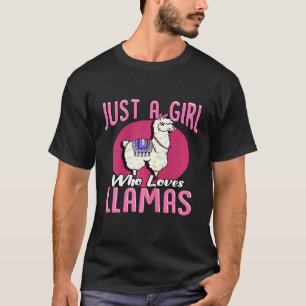 Camiseta Linda Só Uma Garota Que Ama Lhamas Lamas Fofas