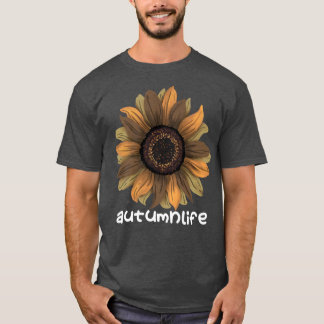 Camiseta Linda Tendência Bonita Fall Season Sunflower
