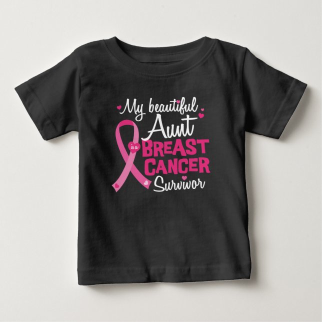 Camiseta Linda tia Breast Cancast Sobrevivente Niece Nephew (Frente)