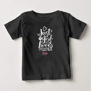 Camiseta Linda Tipografia Negra E Branca De Triatlo