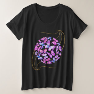 Camiseta Lindas Borboletas de Aquarela com Bling Dourado