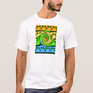 Camiseta Lindas e maravilhosas cores flóricas de onda de ve