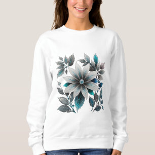 Camiseta lindas flores e folhas de gelo