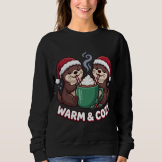 Camiseta Lindas Lontras de Natal Correspondência Quente & A