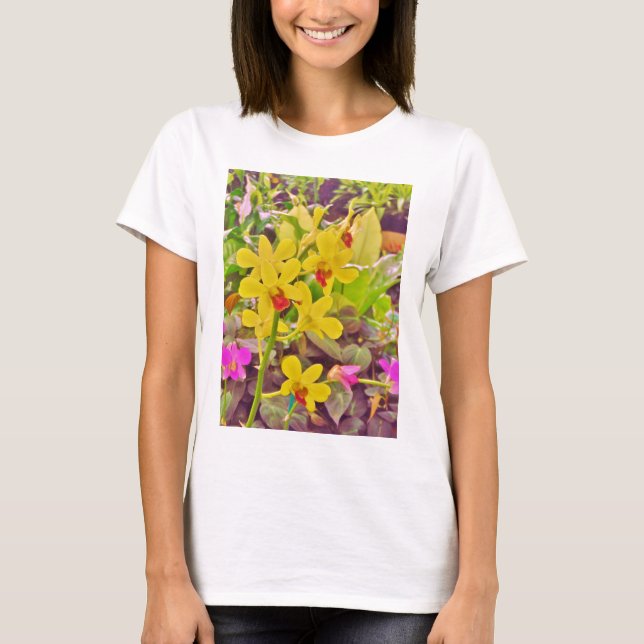 Camiseta Lindas orquídeas de outono amarelas (Frente)