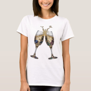 Camiseta Lindas Taças de CHAMPANHE de Prata Tee