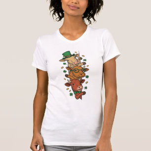 Camiseta Lindas Vacas Empilhadas St Patrick Gravura Vintage