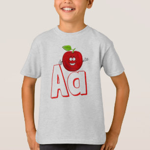Camiseta Lindo A de Maçã - Crianças ABCD Alfabeto Inglês