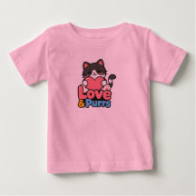 Lindo Amor & Ronronares Kawaii Gato Segurando Bebê