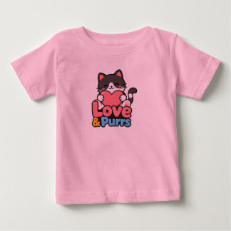 Camiseta Lindo Amor & Ronronares Kawaii Gato Segurando Bebê