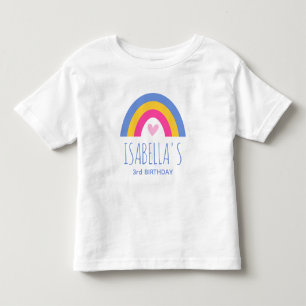 Camiseta Lindo Aniversário de 3 anos Arco-íris Nome Persona
