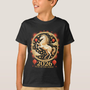 Camiseta Lindo Ano 2026 do Cavalo Lunar Garota Zodíaco Char