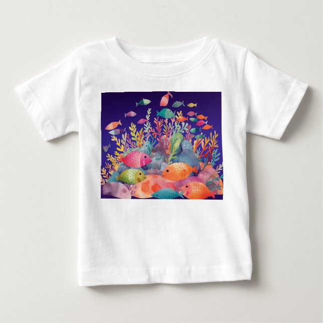 Camiseta Lindo bebê babador de peixe (Frente)