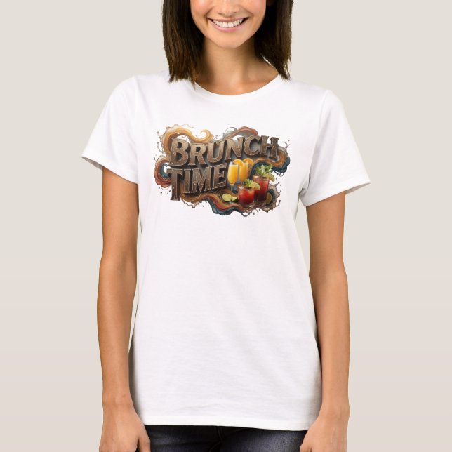 Camiseta Lindo BRUNCH TIME de laranja Impressão (Frente)