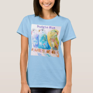 Camiseta Lindo Budgie Aquarela Caprichosa Dia das Mães