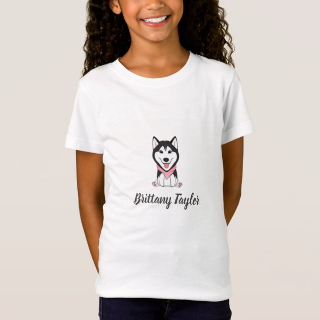 Camiseta Lindo cachorro husky preto e branco (Frente)
