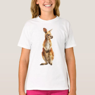 Camiseta Lindo canguru vermelho filhote desenhos à mão para