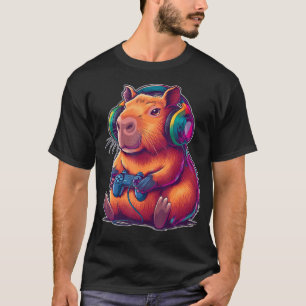 Camiseta Lindo Capivara Gamer Divertido Capivara Jogando Ví