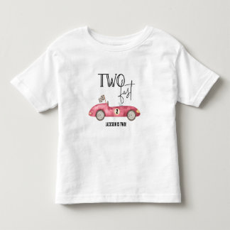 Camiseta Lindo carro de corrida Vermelho Rápido DOIS aniver