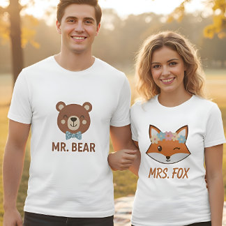 Camiseta Lindo casal do Sr. Urso Homens 