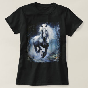 Camiseta Lindo cavalo branco correndo pela campina