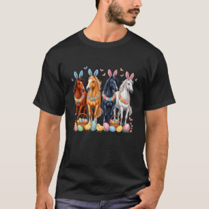 Camiseta Lindo Cavalo de Páscoa Bunny Orelhas Ovos Floral P