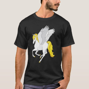 Camiseta Lindo Cavalo Voador Pegasus Branco Amarelo