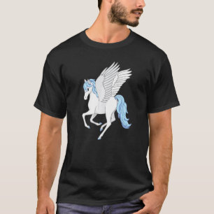 Camiseta Lindo Cavalo Voador Pegasus Branco Azul