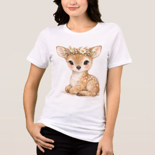 Camiseta Lindo cervo bebê em aquarela floresta 