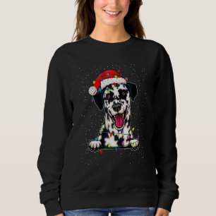 Camiseta Lindo Chapéu de Papai Noel Dalmatian Luzes de Nata