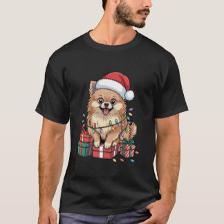 Camiseta Lindo chapéu de Papai Noel Pomerânia Natal Pom Ama