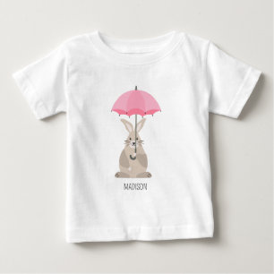 Camiseta Lindo coelho com guarda-chuva nome personalizado 