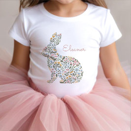 Camiseta Lindo Coelho de Flor Silvestre Nome da Páscoa da P