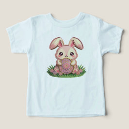 Camiseta Lindo Coelho de Páscoa Rosa em Corte de Papel 3D c