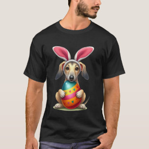 Camiseta Lindo Coelho Galgo Cão Páscoa Abraço Ovos Dia de P