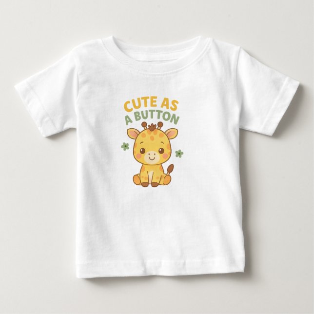 Camiseta Lindo como um Botão – Charme de Girafa Bebê (Frente)
