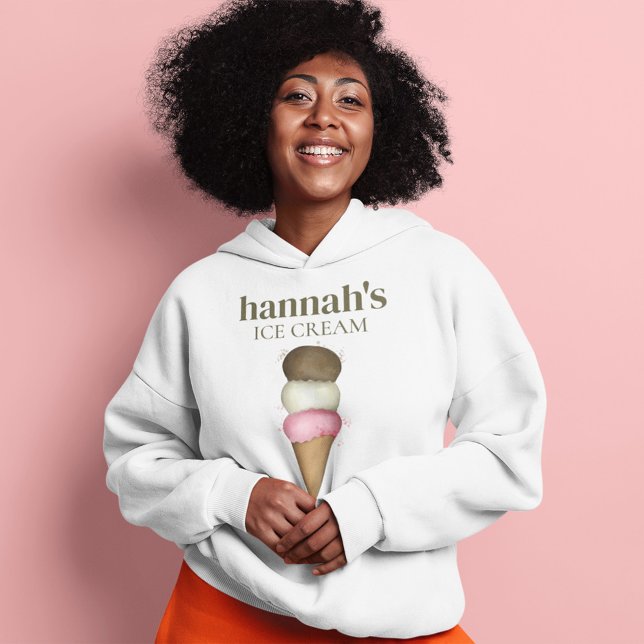 Camiseta Lindo Cone de Sorvete em Aquarela Personalizado (Ice Cream Shop Business Sweatshirt)
