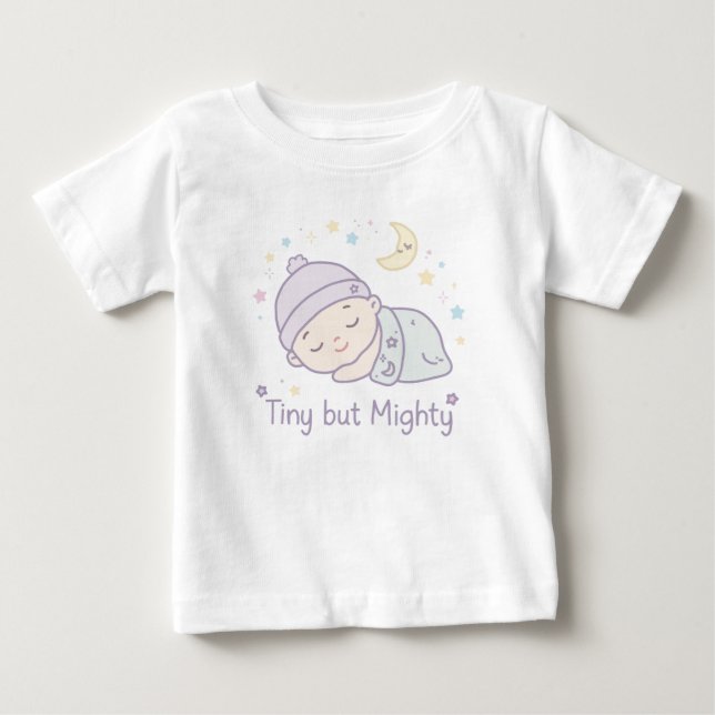 Camiseta Lindo Conjunto de Bebê Pequeno Mas Poderoso | Bebê (Frente)