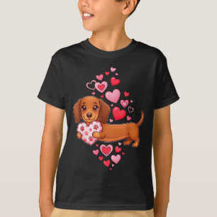 Camiseta Lindo Dachshund Coração de São Valentão Dachshund
