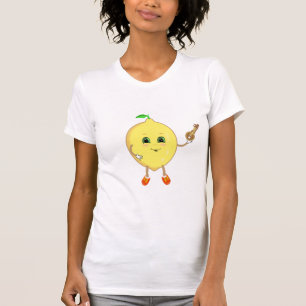 Camiseta Lindo desenho animado de limão feliz com uma chave