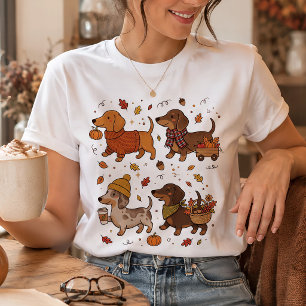 Camiseta Lindo Desfile de Dachshund de Outono, Amantes de C