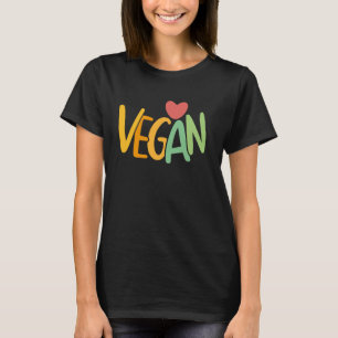 Camiseta Lindo design de coração de amor vegano vegariano à